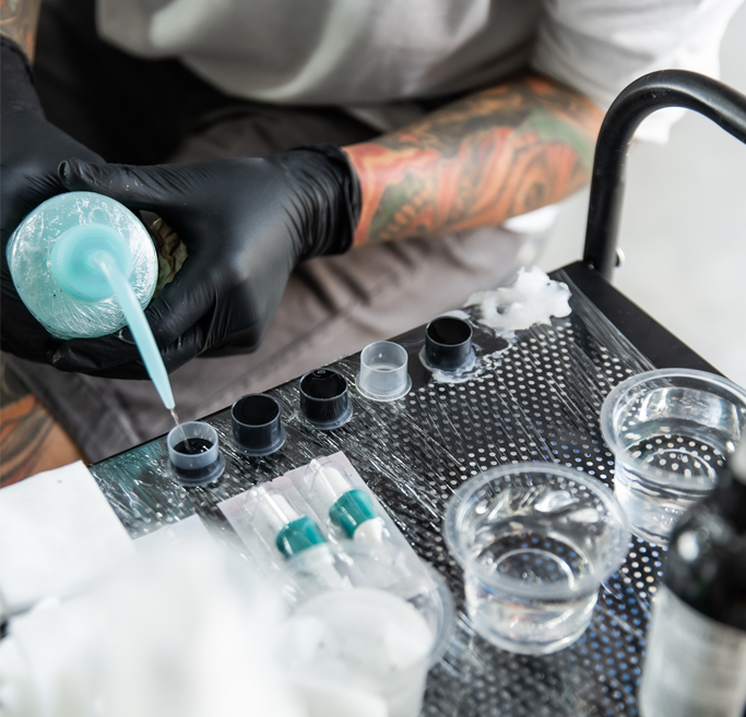 Sterile tattoo equipment at Quiet Ink Studio